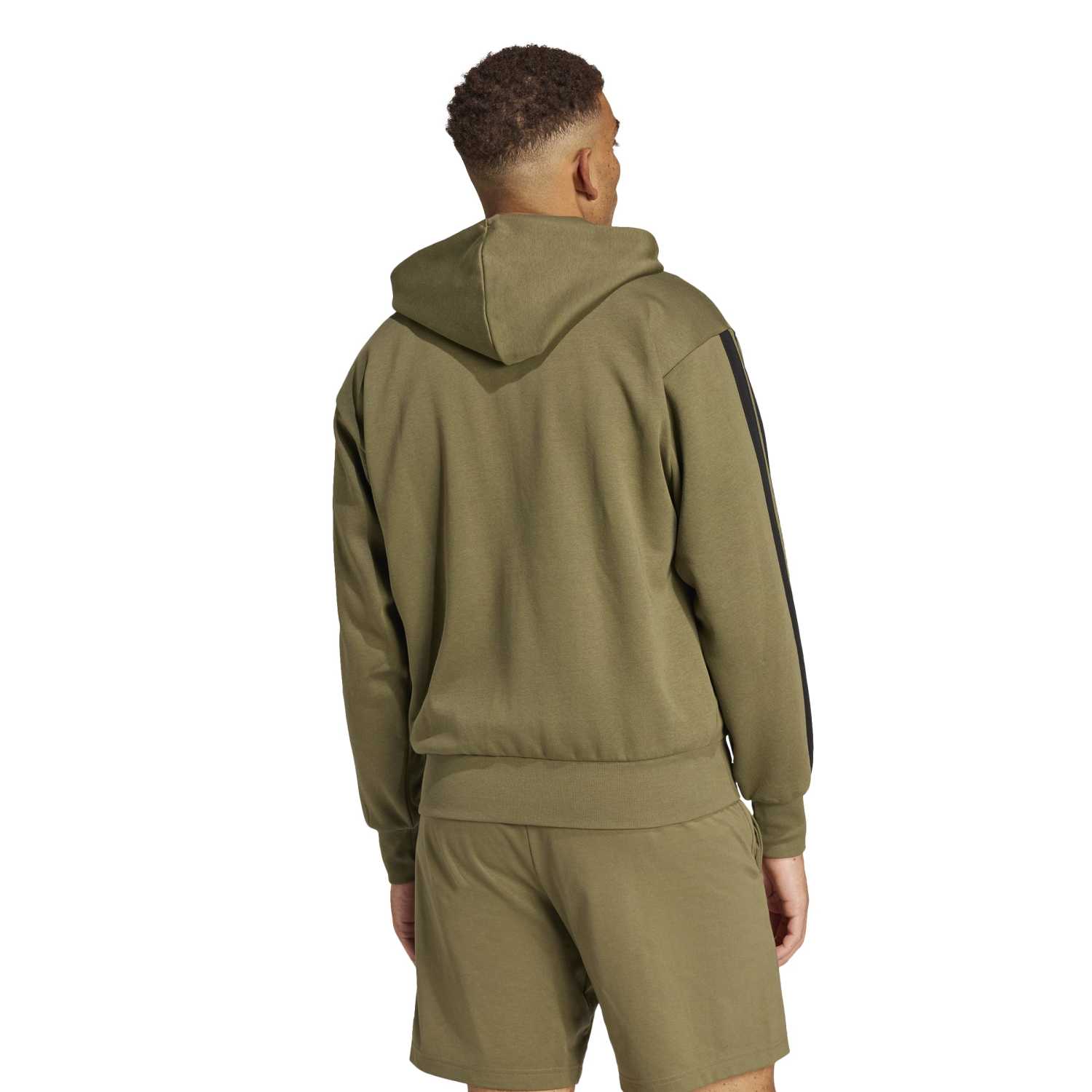 Essentials 3 Stripes Fleece FZ Hoody -Mens